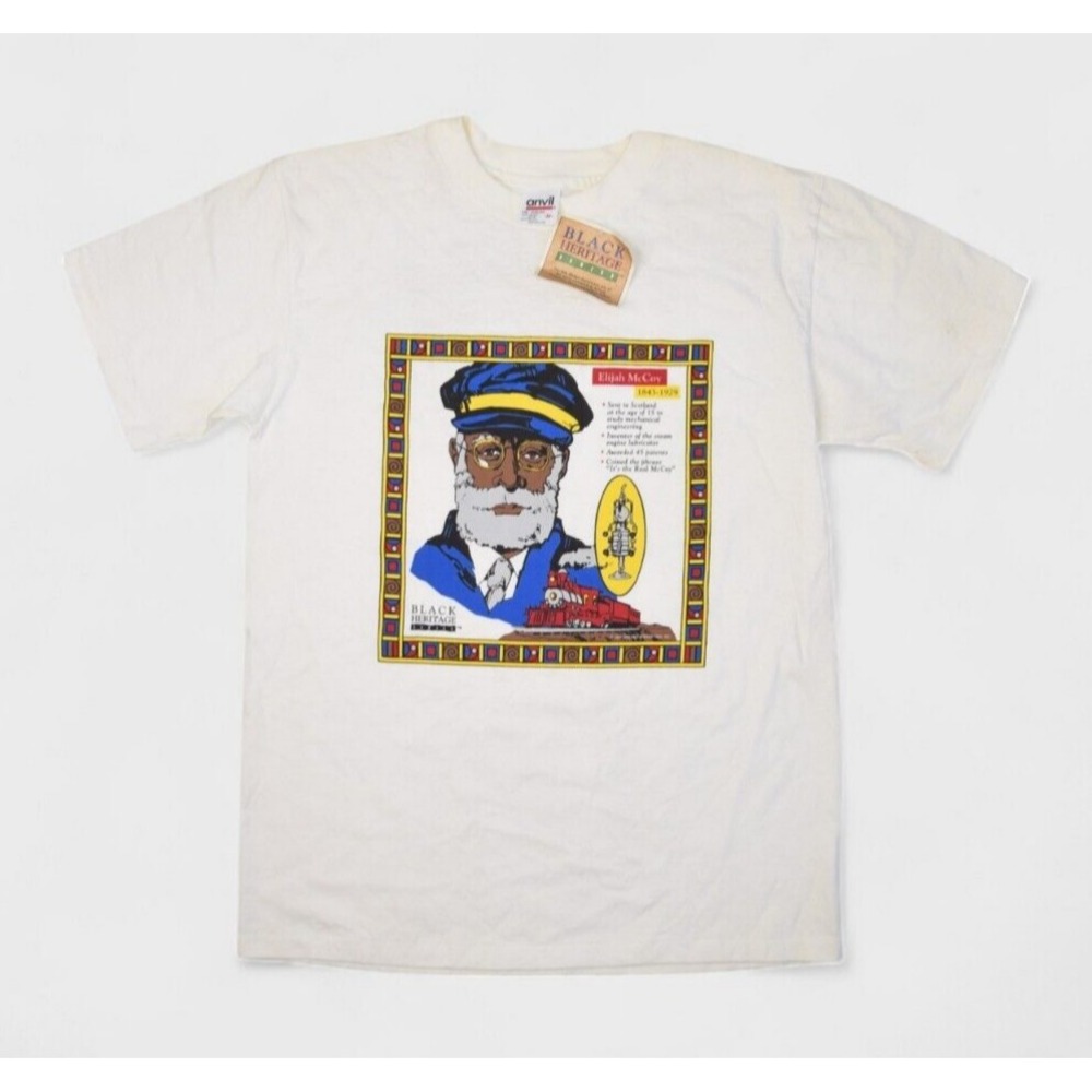 Vintage Elijah McCoy T Shirt Size Medium Black Heritage Series Single Stitch USA